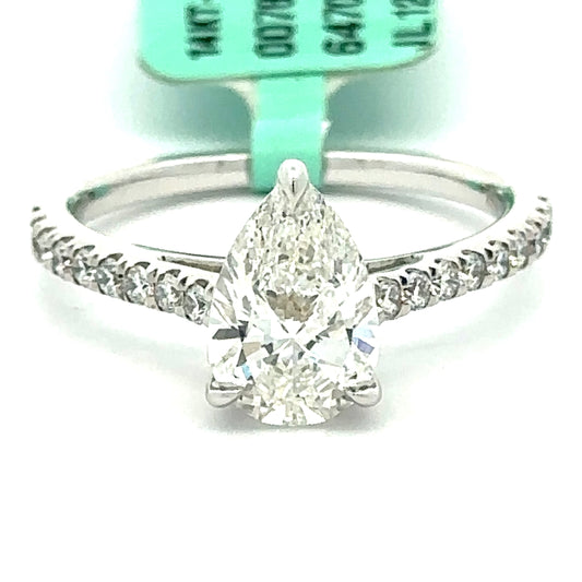 1.78 CTW Pear Lab Grown Diamond Ring in 14K White Gold