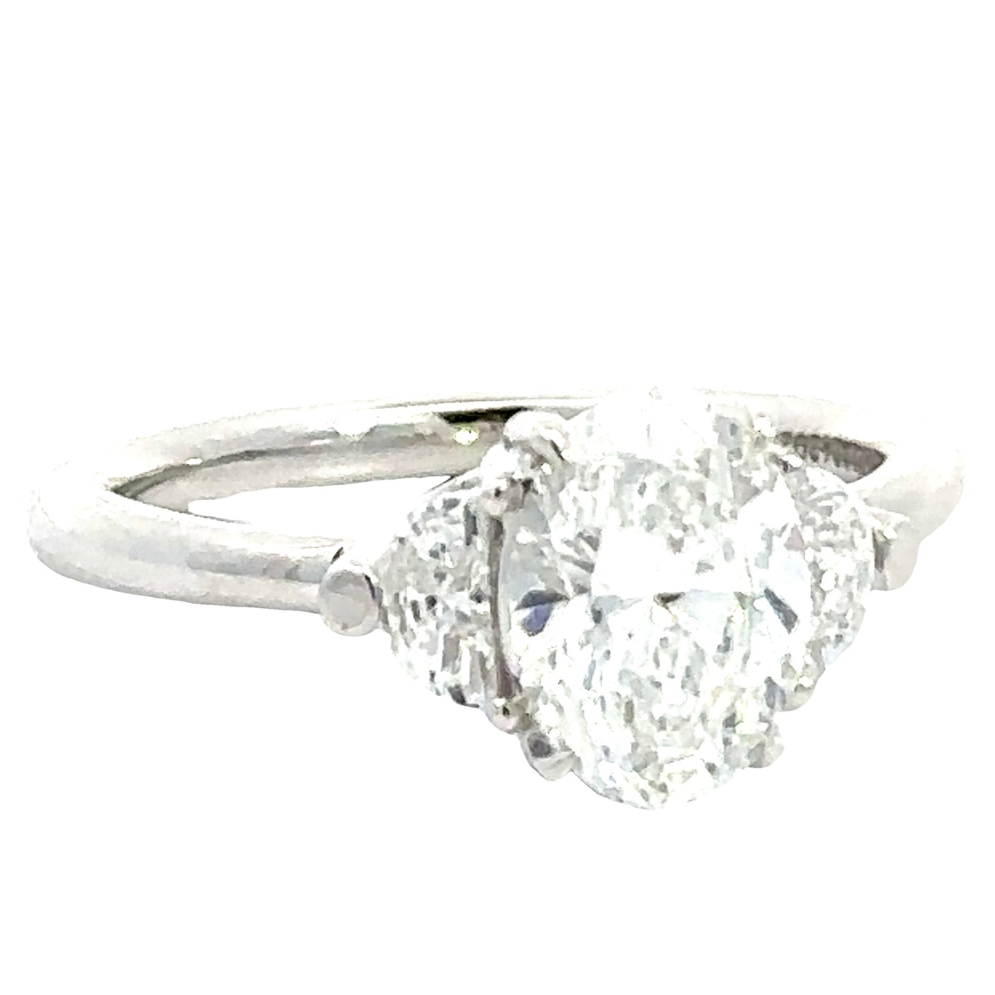 1.51 CT Oval Lab Grown Diamond 3 Stone Ring in 14K White Gold