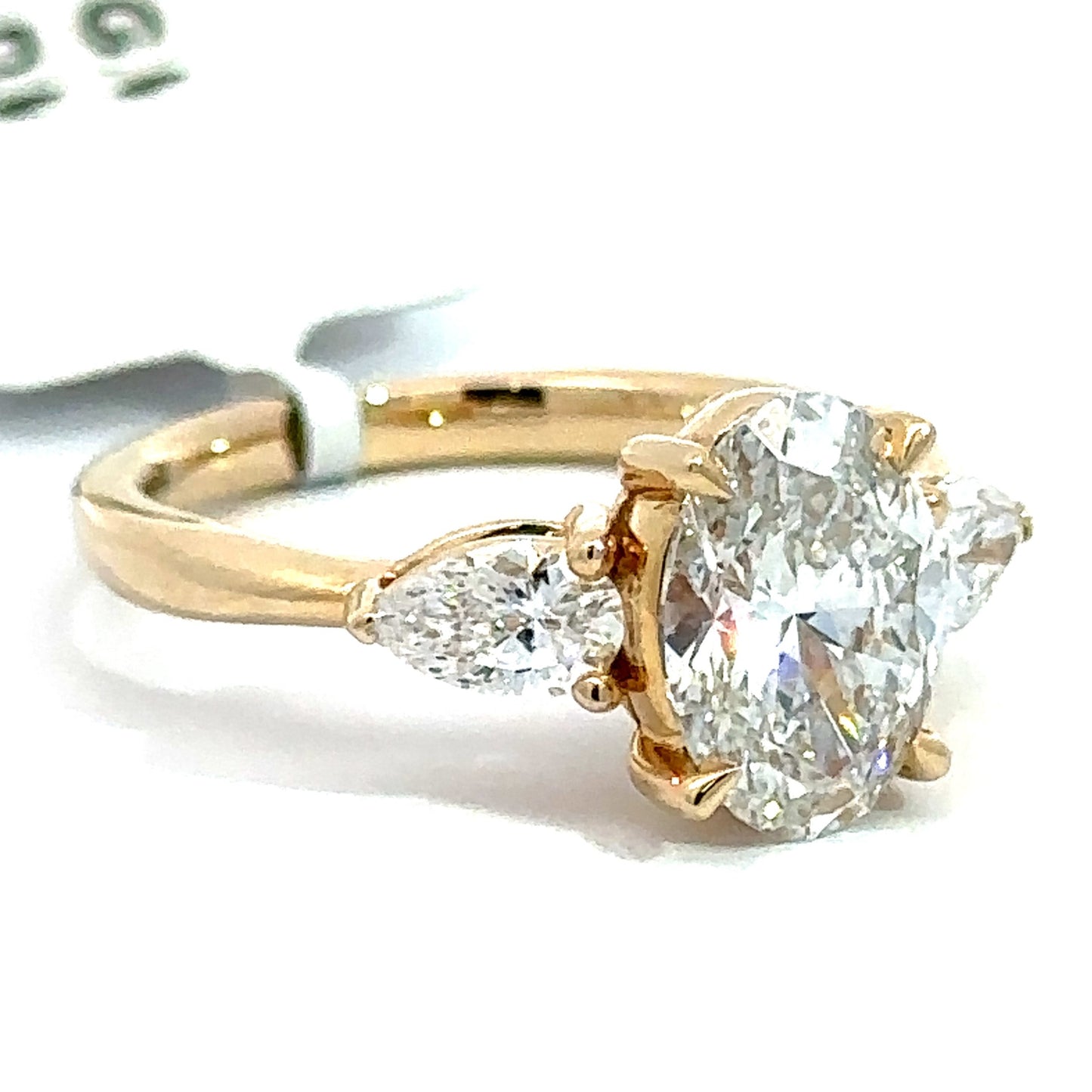 2.00 ct Oval Lab Grown Diamond Three Stone Ring in 14K Yellow Gold - Custom Jewelers