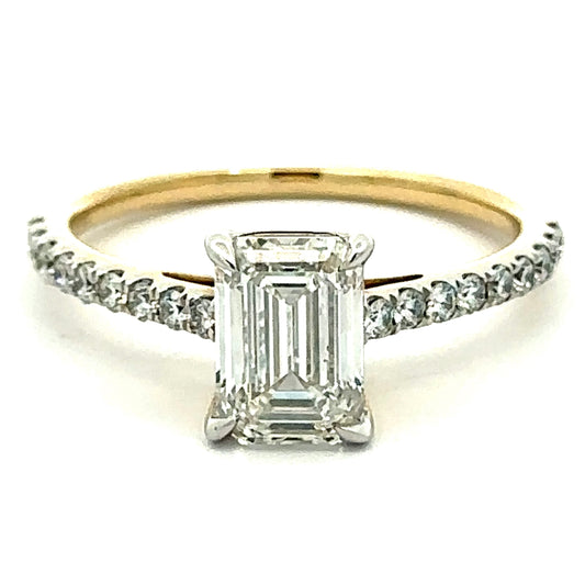 1.80 CTW Emerald Lab Grown Diamond Ring in 14K Yellow Gold