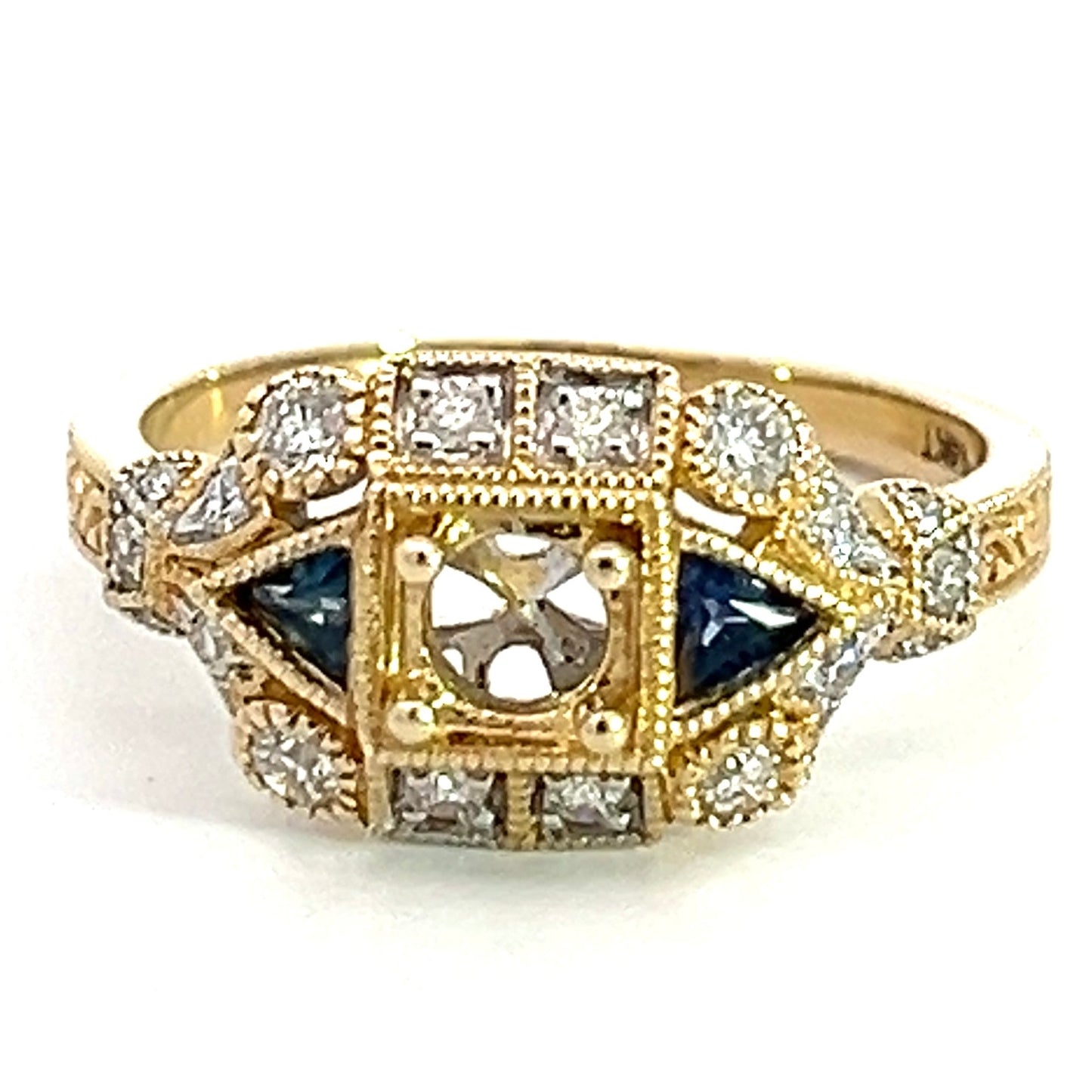 Diamond And Sapphire Antique Mounting in Yellow Gold