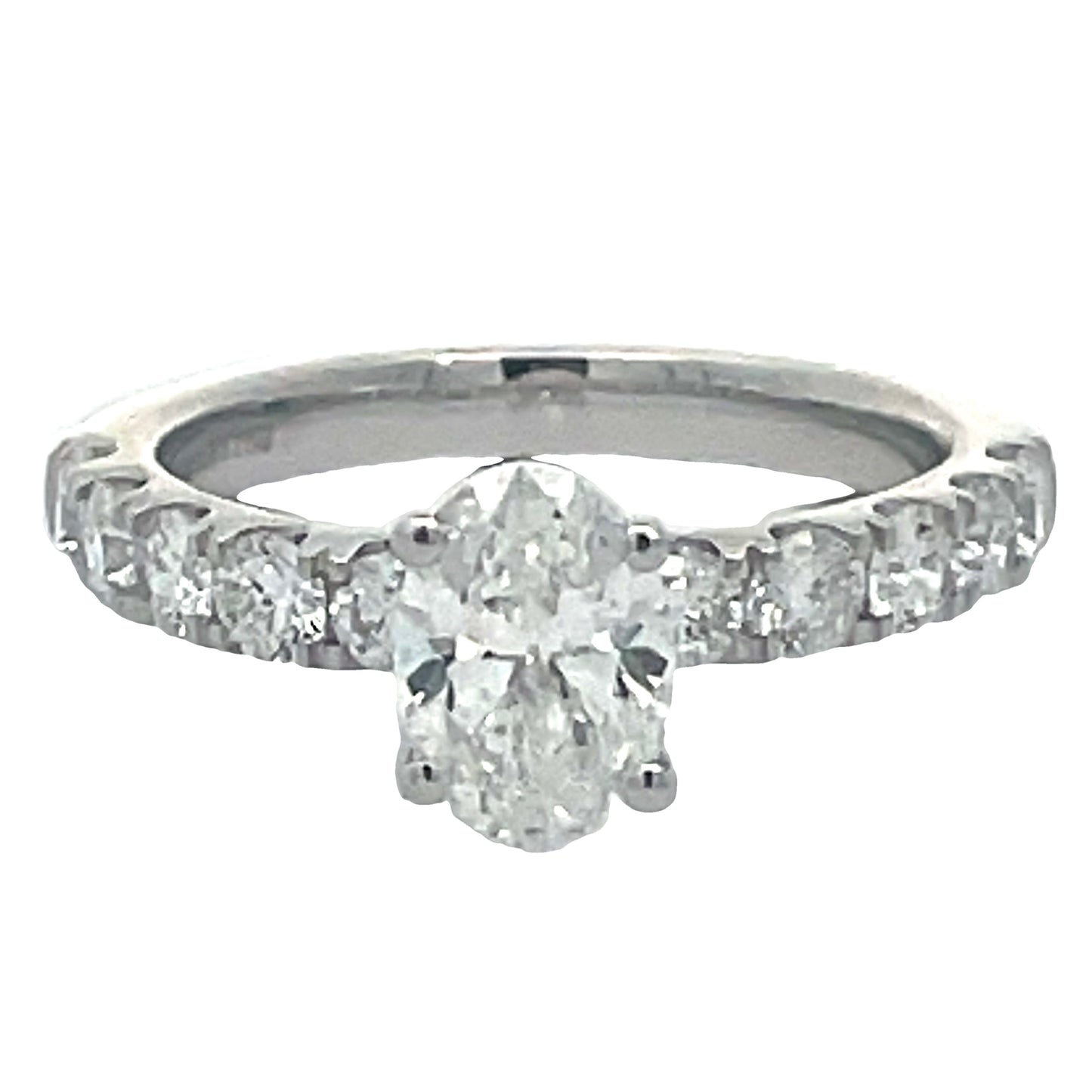 1.94 CTW Oval Lab Grown Diamond Ring in 14K White Gold