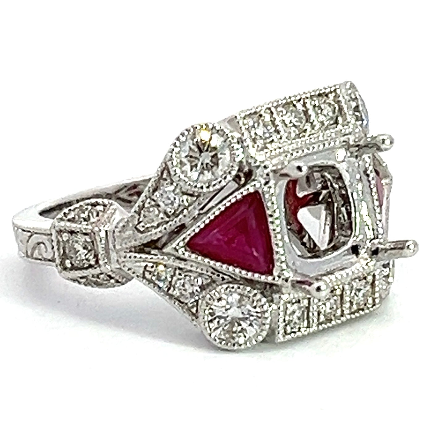 White Gold Diamond and Ruby Antique Mounting