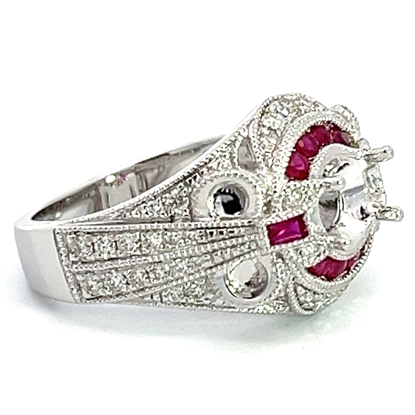 Ruby and Diamond Antique Mounting in White Gold