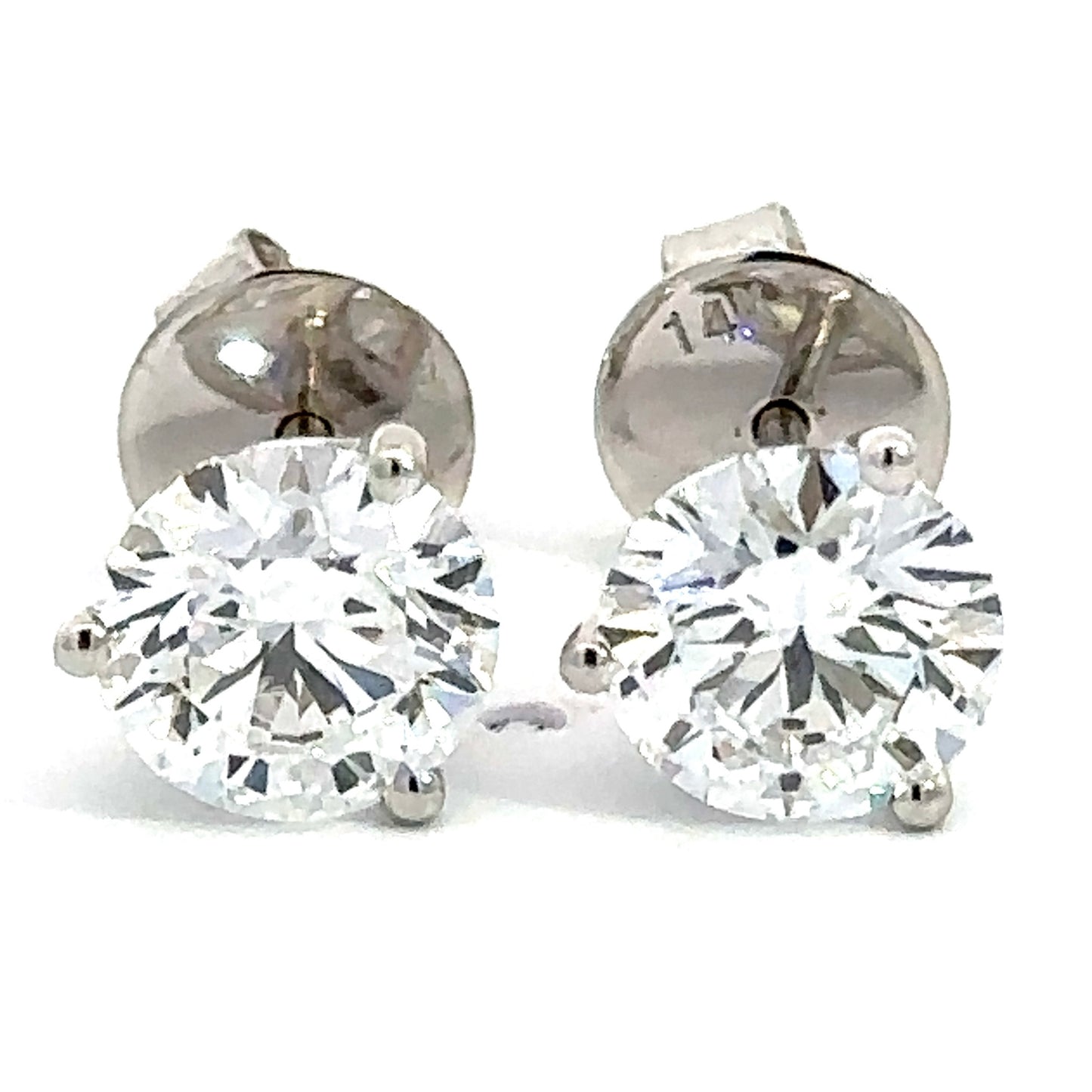 3.00 CTW Round Lab Grown Diamond Martini Stud Earrings in 14K White Gold
