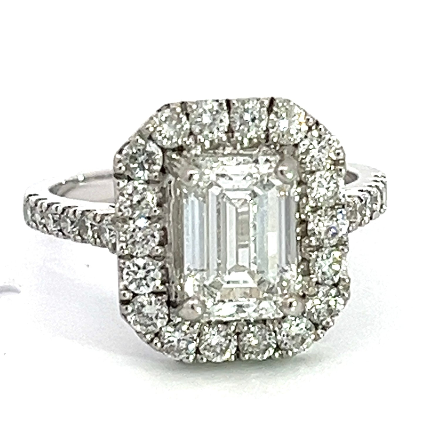 2.25 CTW Emerald Cut Lab Grown Diamond White Gold Wedding Set