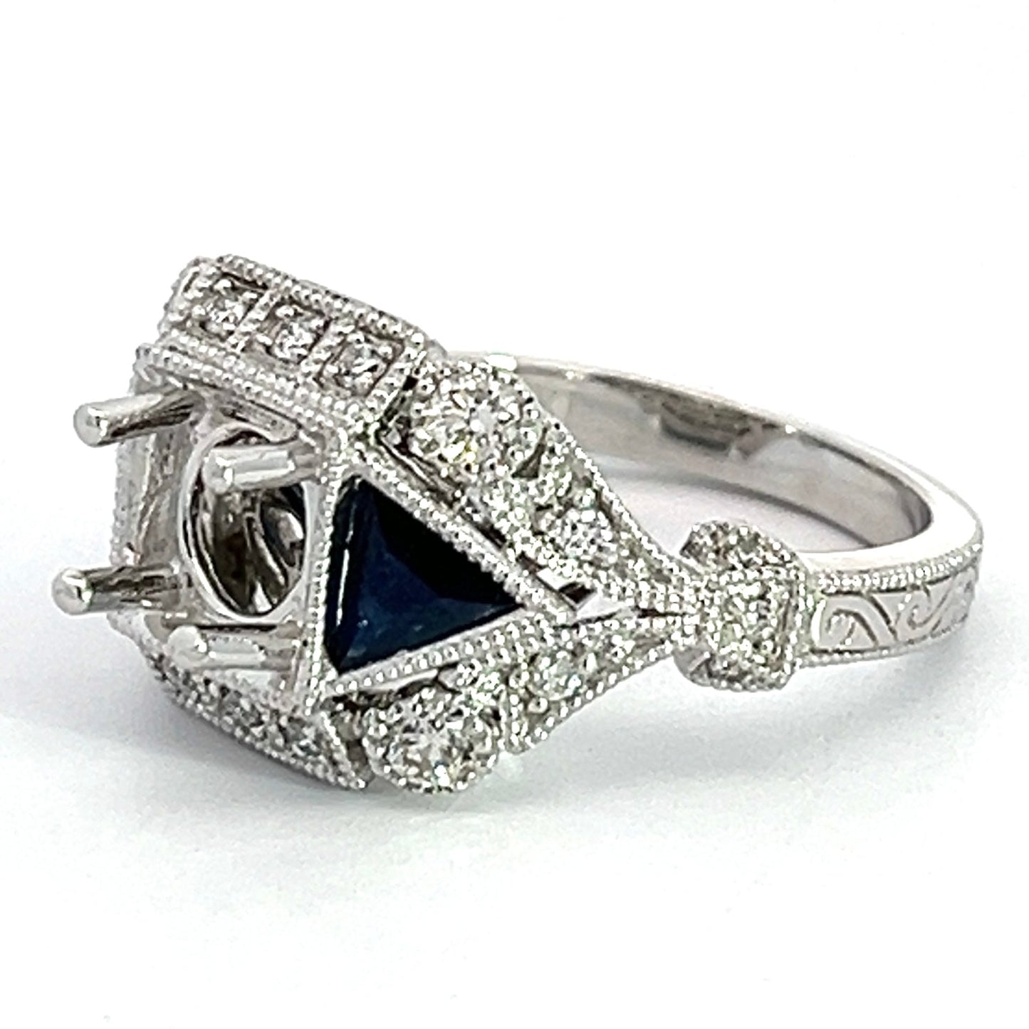 0.37 CTW Diamond and Sapphire White Gold Mounting