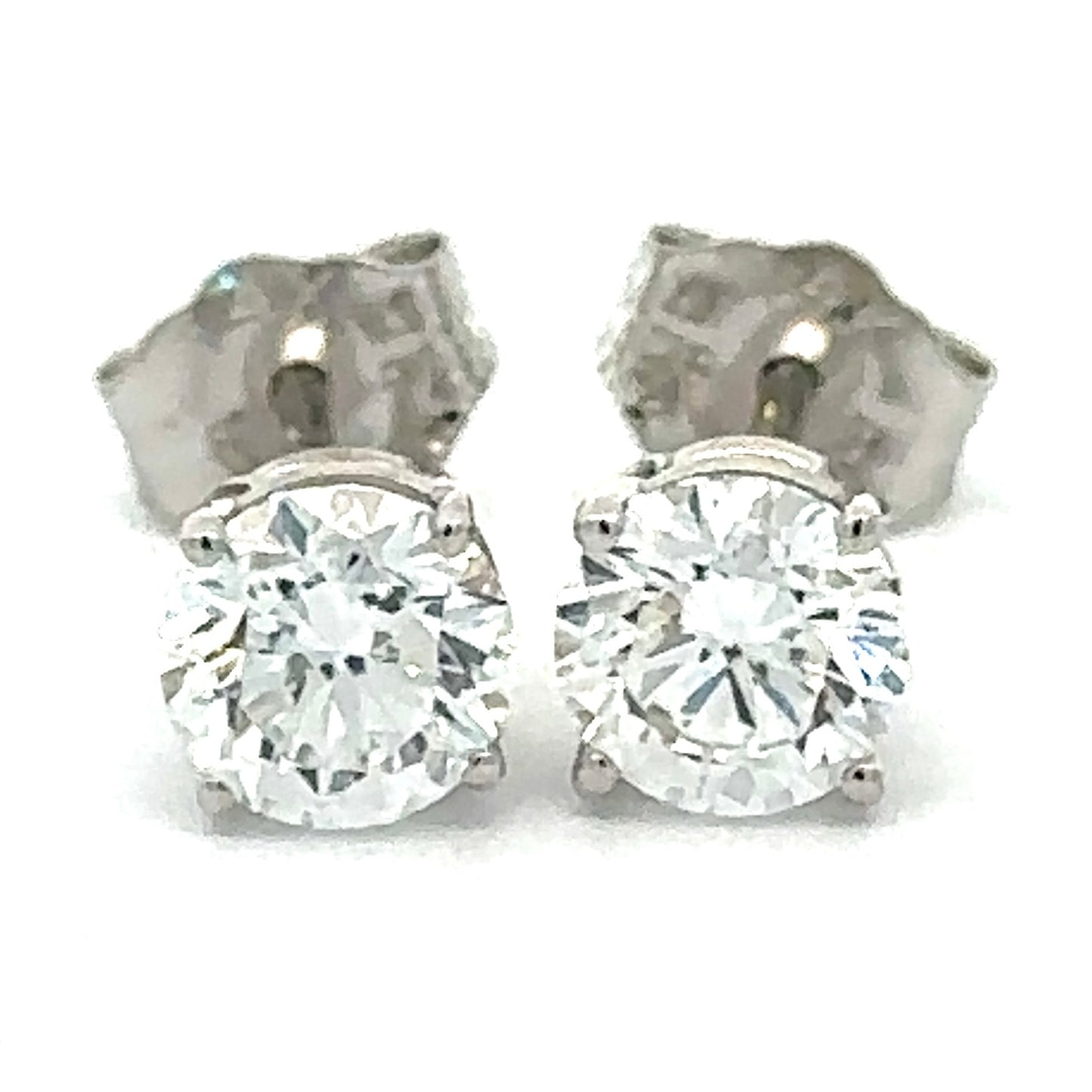 1.00 CTW Round Lab Grown Diamond Stud Earrings in 14K White Gold