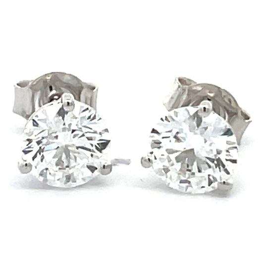 1.00 CTW Round Lab Grown Diamond Martini Stud Earrings in 14K White Gold