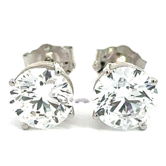 2.00 CTW Round Lab Grown Diamond Stud Earrings in 14K White Gold
