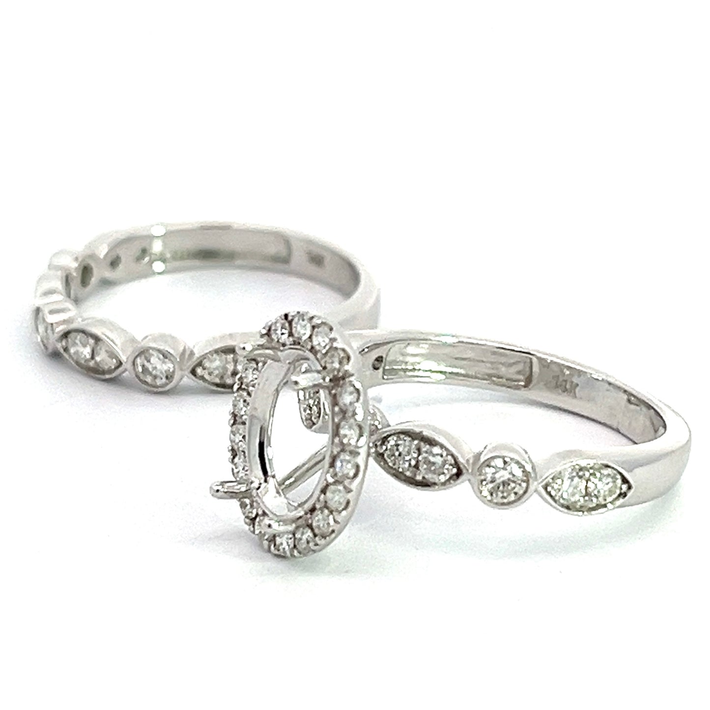 0.88 CTW Oval Wedding Set Mount in White Gold