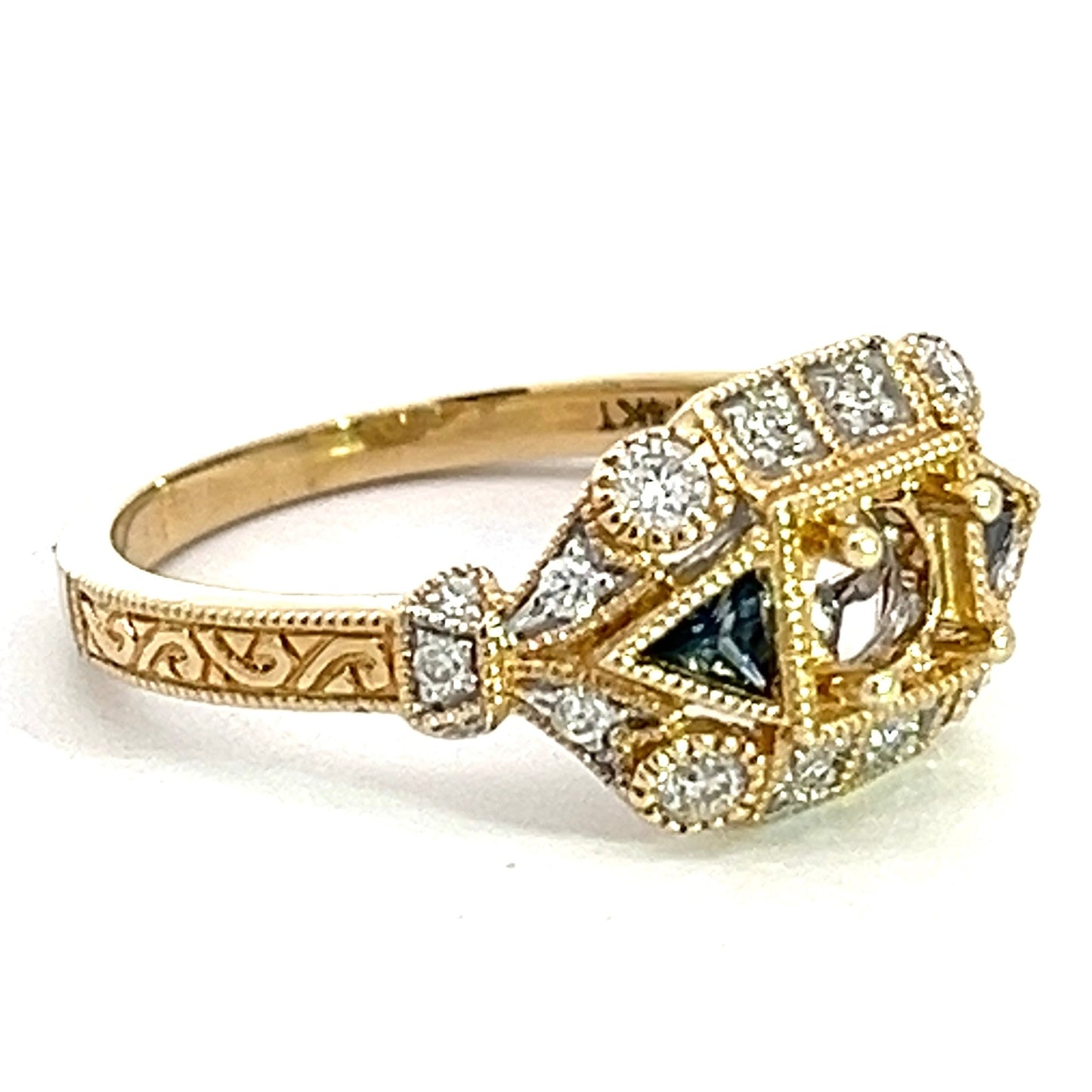 Diamond And Sapphire Antique Mounting in Yellow Gold