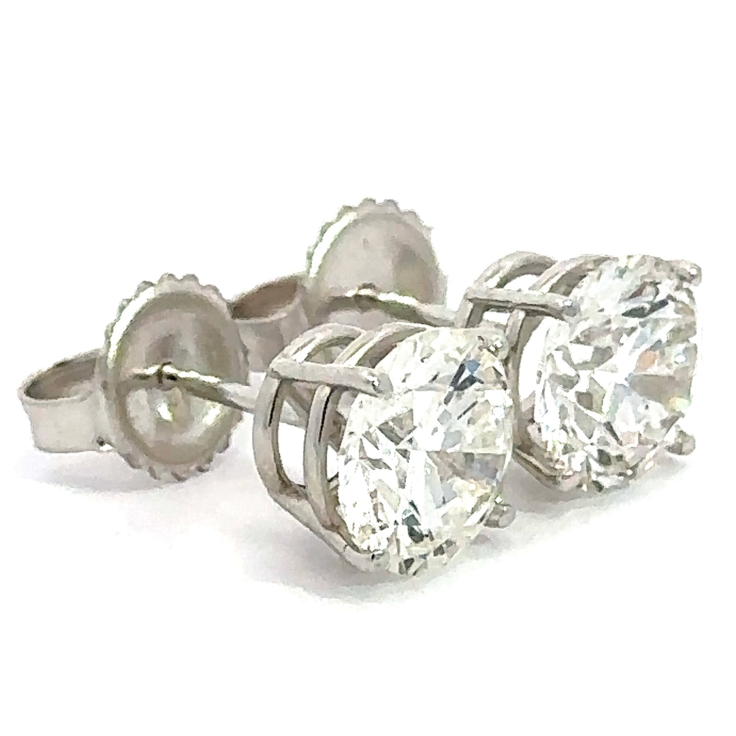 3.00 CTW Round Lab Grown Diamond Stud Earrings in 14K White Gold
