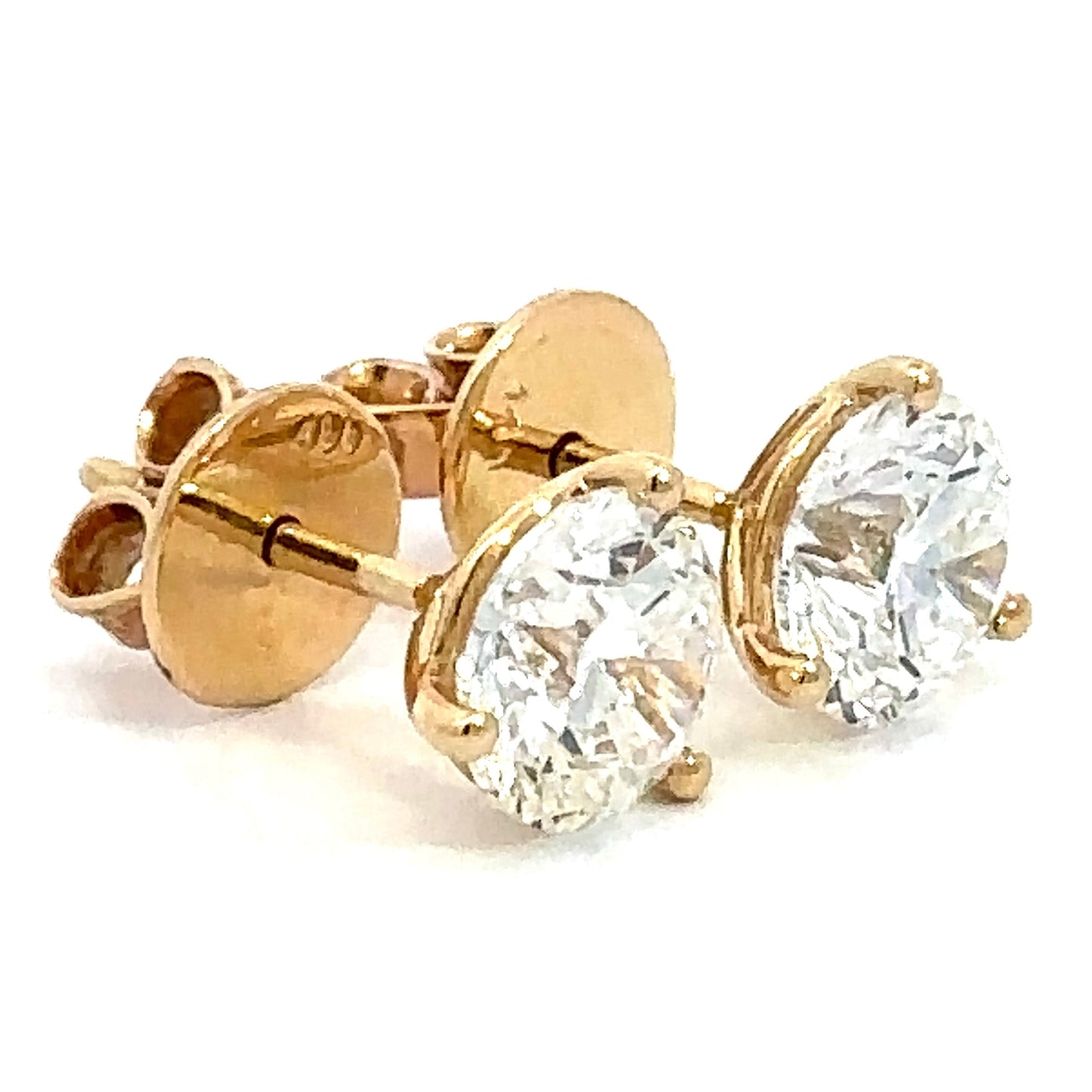 3.00 CTW Round Lab Grown Diamond Martini Stud Earrings in 14K Yellow Gold