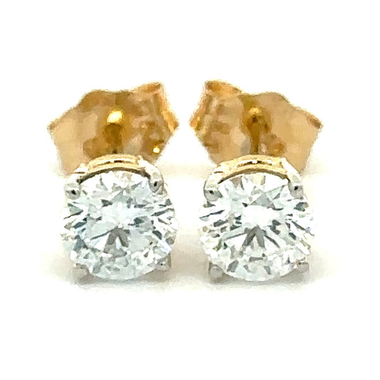 1.00 CTW Round Lab Grown Diamond Stud Earrings in 14K Yellow Gold
