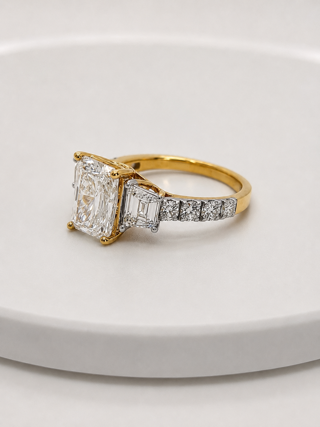 14K Yellow Gold Radiant Cut Lab Grown Diamond Ring