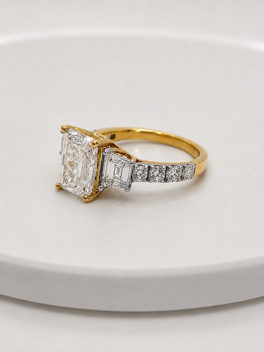 14K Yellow Gold Radiant Cut Lab Grown Diamond Ring