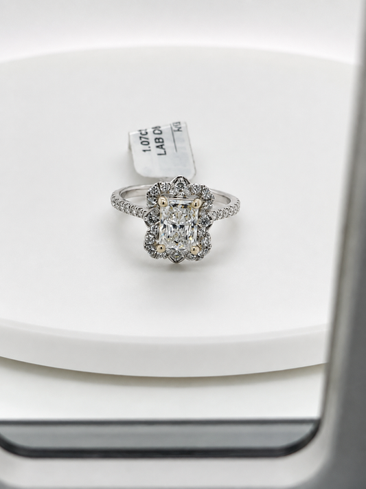 14K White Gold Lab Grown Diamond Radiant Ring