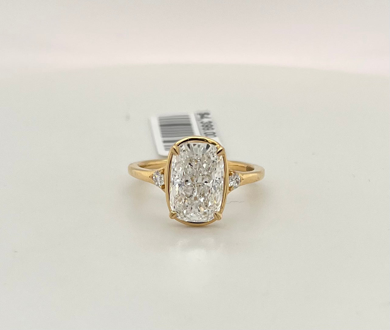 14K Cushion Cut Lab Diamond Solitaire 3.10