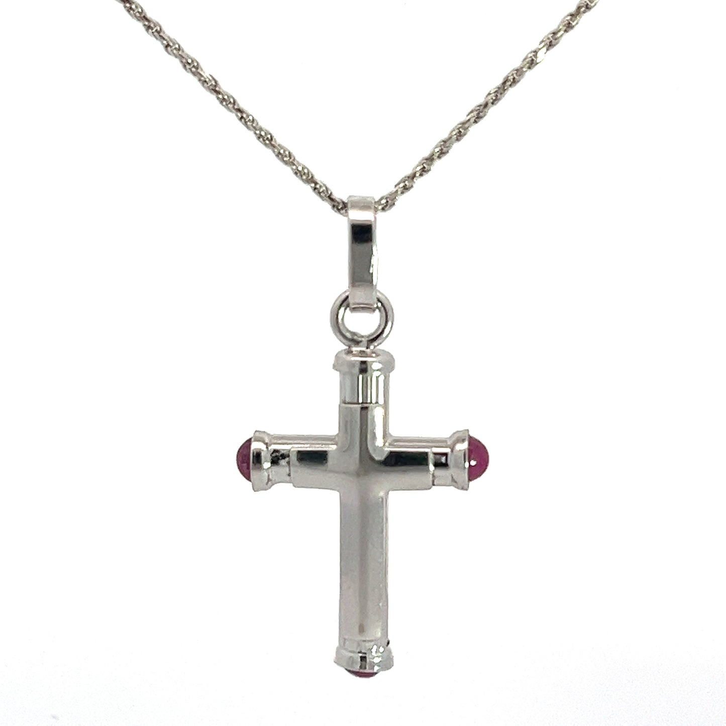 White Gold Ruby Cross Necklace