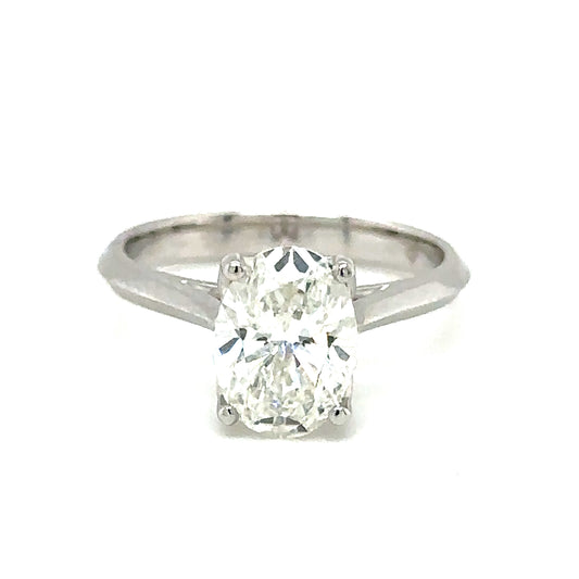 14K White Gold 2.00 CT Oval Diamond Ring