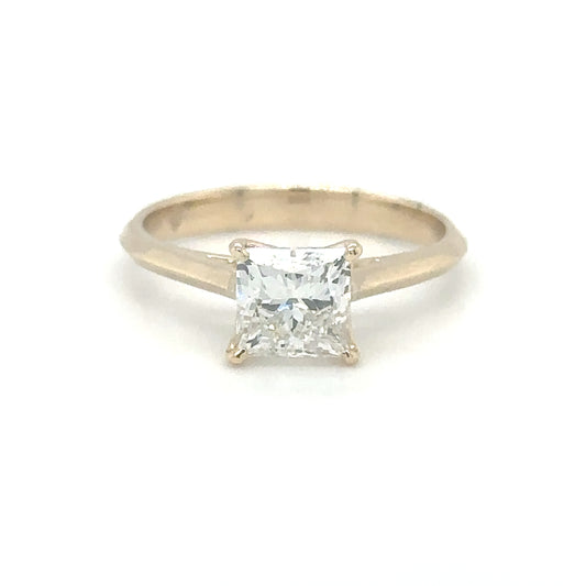 Yellow Gold 14KT 1.5CT Princess Cut Diamond Solitaire Ring