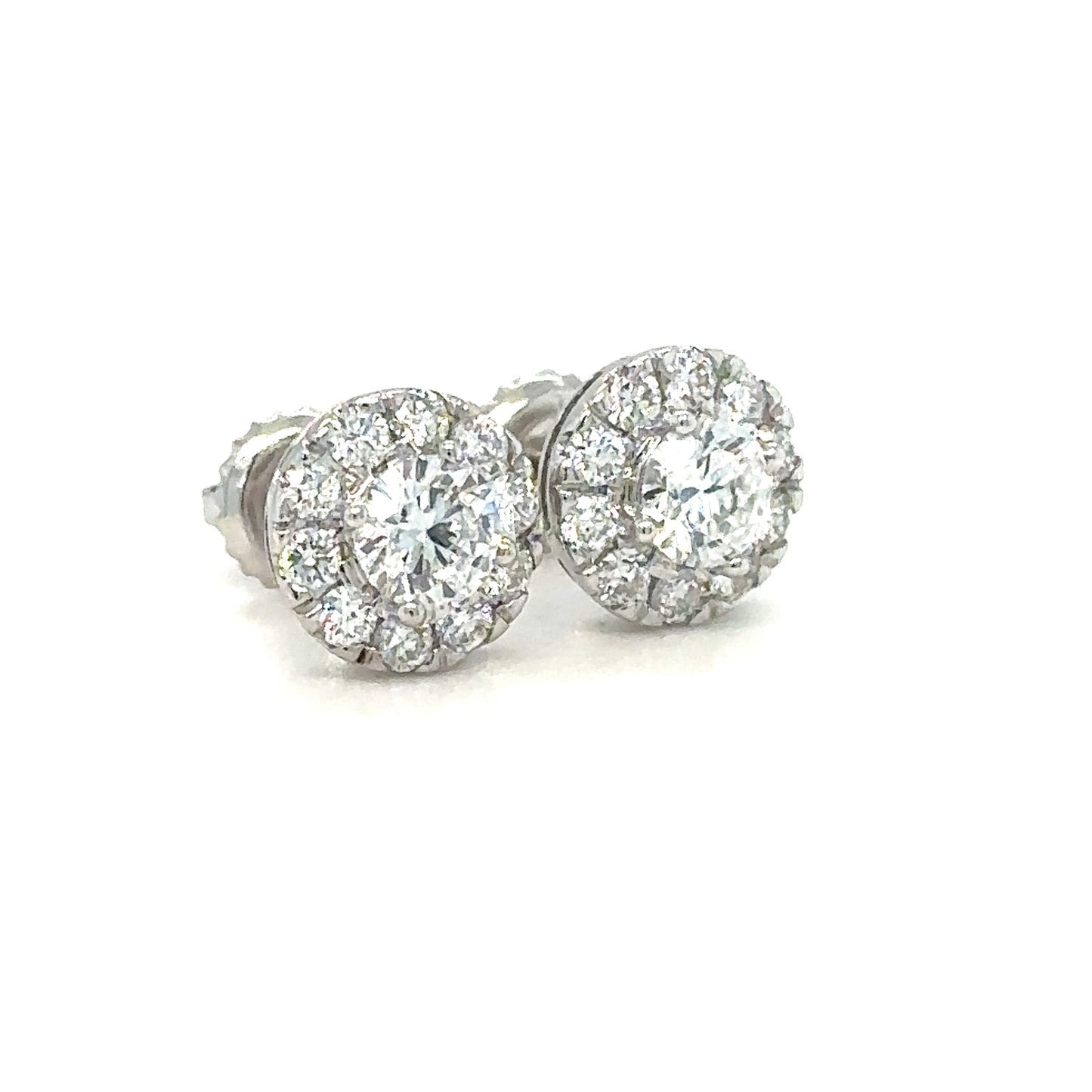 14kt WG 1.00CT Lab Grown Diamond Cluster Earrings