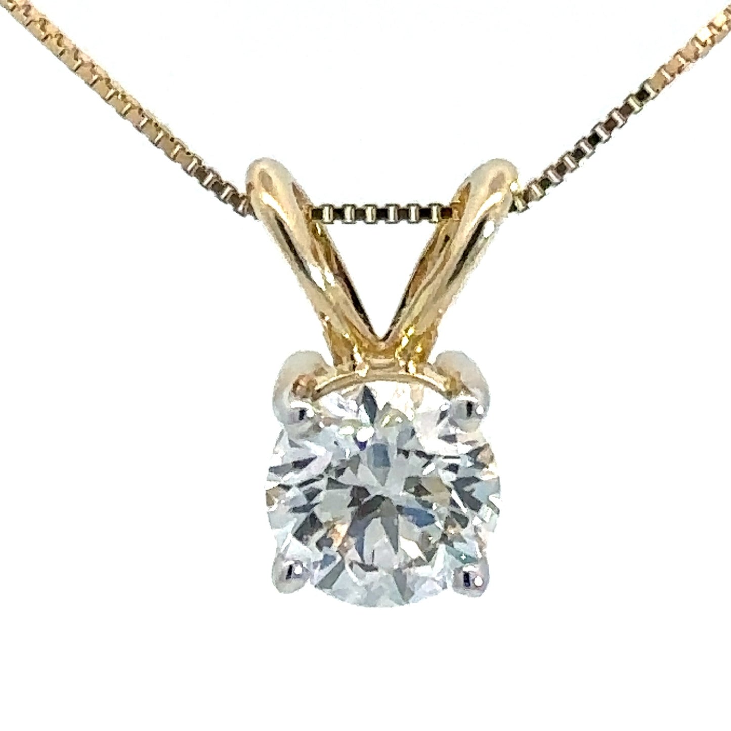1.00 ct Round Lab Grown Diamond Necklace in Yellow Gold - Custom Jewelers