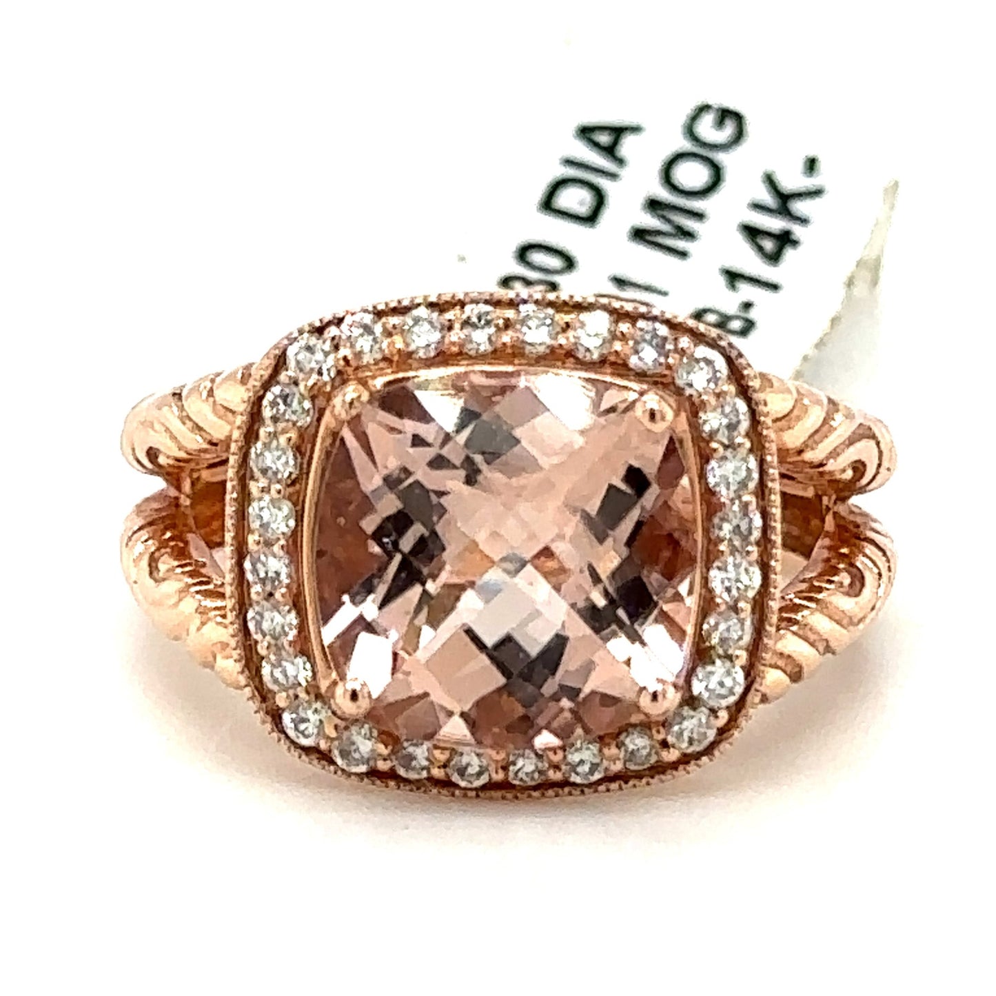 3.31 ct Morganite & Diamond Ring in 14K Rose Gold - Custom Jewelers