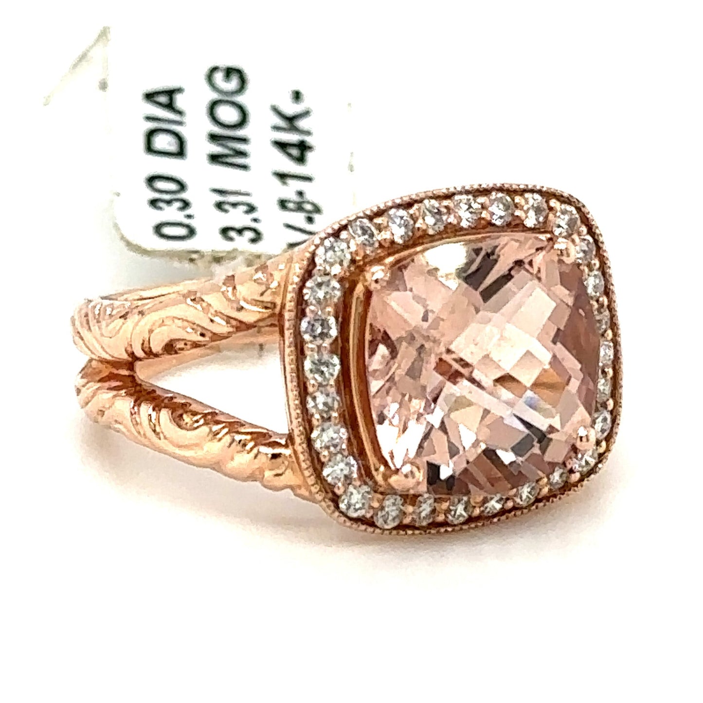 3.31 ct Morganite & Diamond Ring in 14K Rose Gold - Custom Jewelers