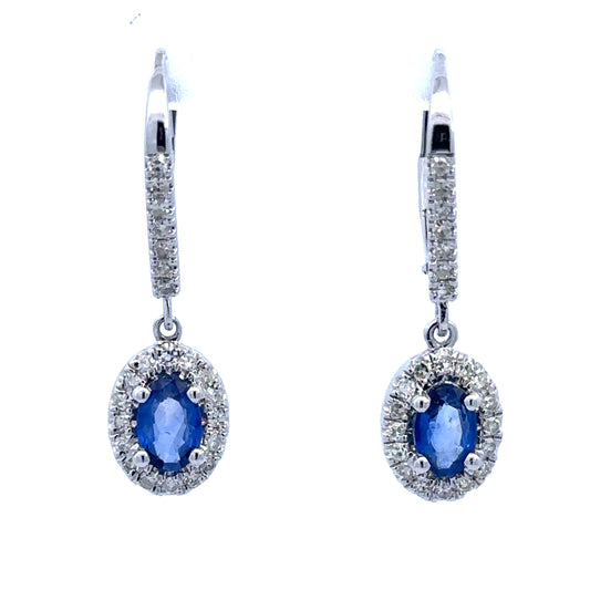 Colored Gemstone & Diamond Hoop Dangle Earrings - Custom Jewelers